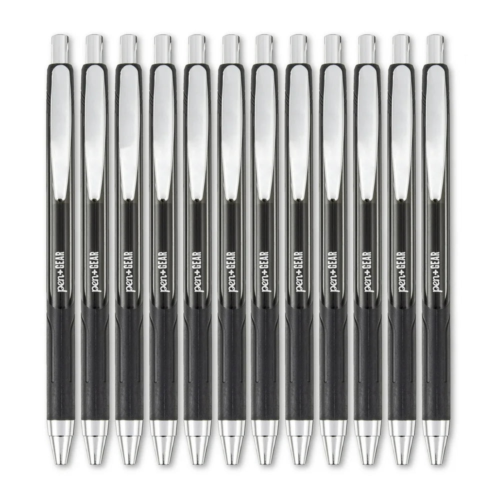 Retractable Gel Pens, Black, 12 Count