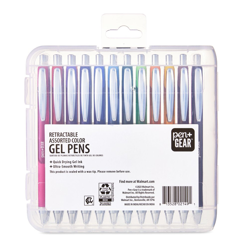 Retractable Gel Pens, Assorted Colors, 24 Count