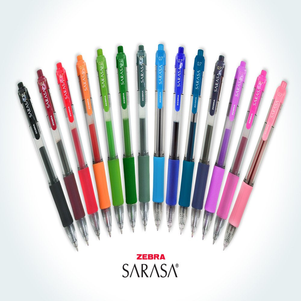 Sarasa Retractable Gel Ink Pens, Medium Point 0.7Mm, Black, Rapid Dry Ink, 12-Count